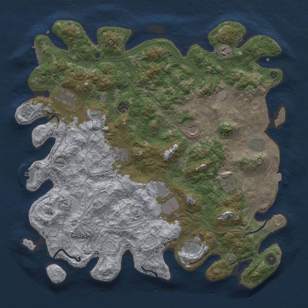 Rust Map: Procedural Map, Size: 4500, Seed: 256637733, 19 Monuments