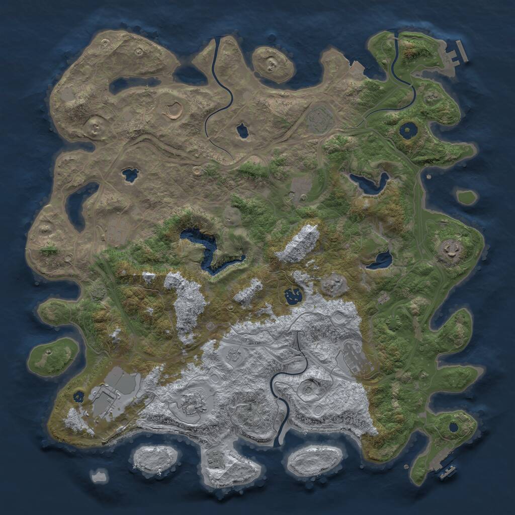 Rust Map: Procedural Map, Size: 4500, Seed: 734298716, 16 Monuments