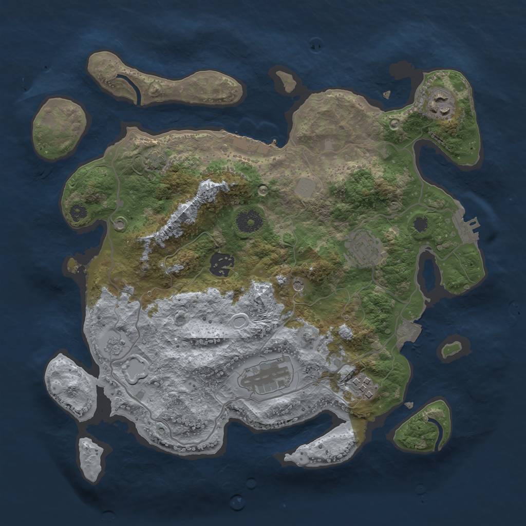 Rust Map: Procedural Map, Size: 3210, Seed: 54535, 13 Monuments