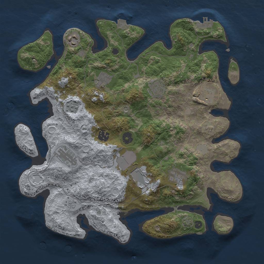 Rust Map: Procedural Map, Size: 3500, Seed: 758147953, 16 Monuments