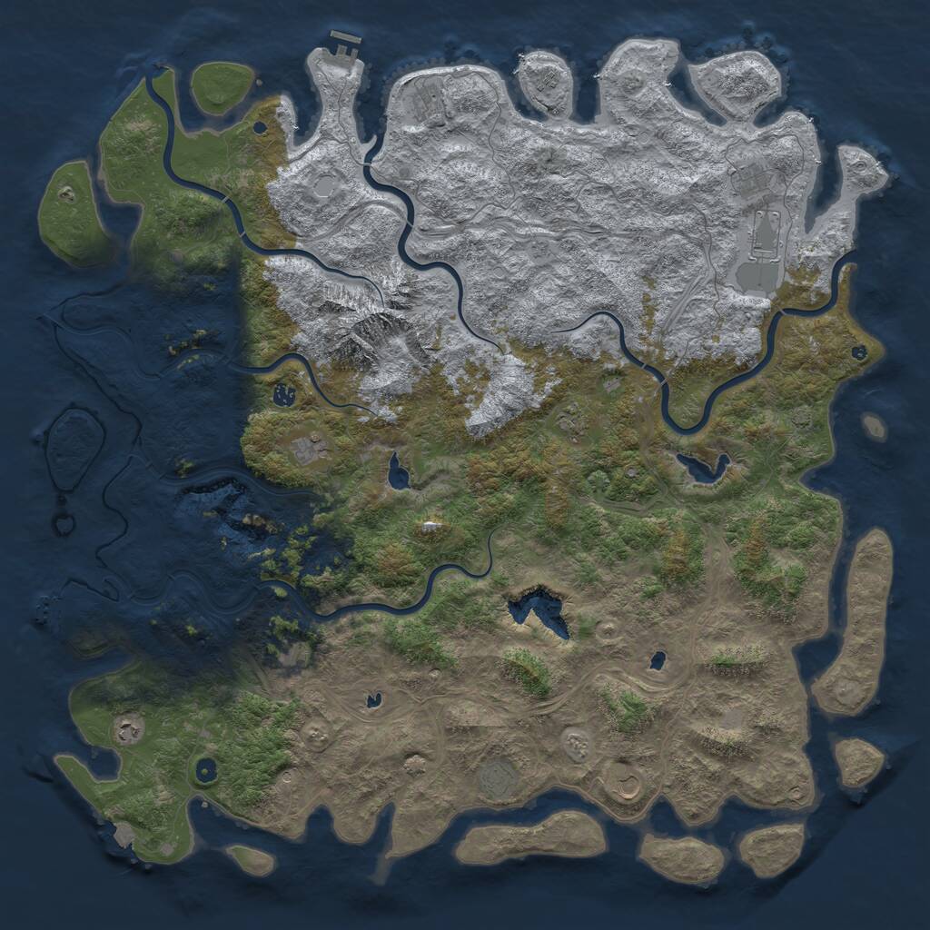 Rust Map: Procedural Map, Size: 6000, Seed: 163323550, 17 Monuments