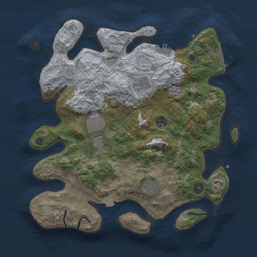 Rust Map: Procedural Map, Size: 3500, Seed: 1619060943, 14 Monuments