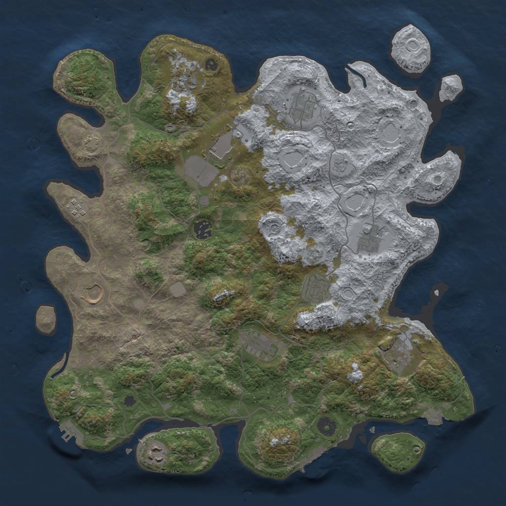 Rust Map: Procedural Map, Size: 4000, Seed: 258951902, 19 Monuments
