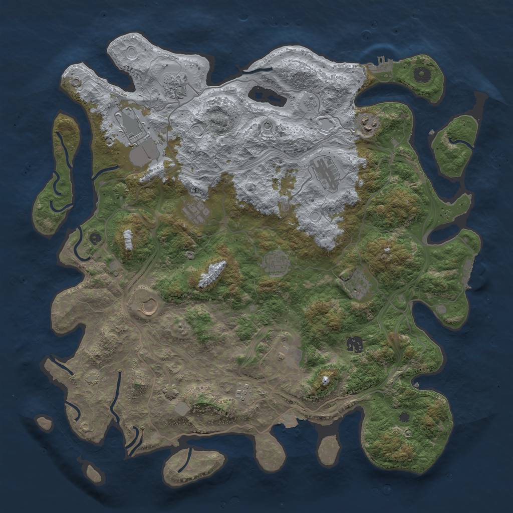 Rust Map: Procedural Map, Size: 4500, Seed: 30164011, 19 Monuments