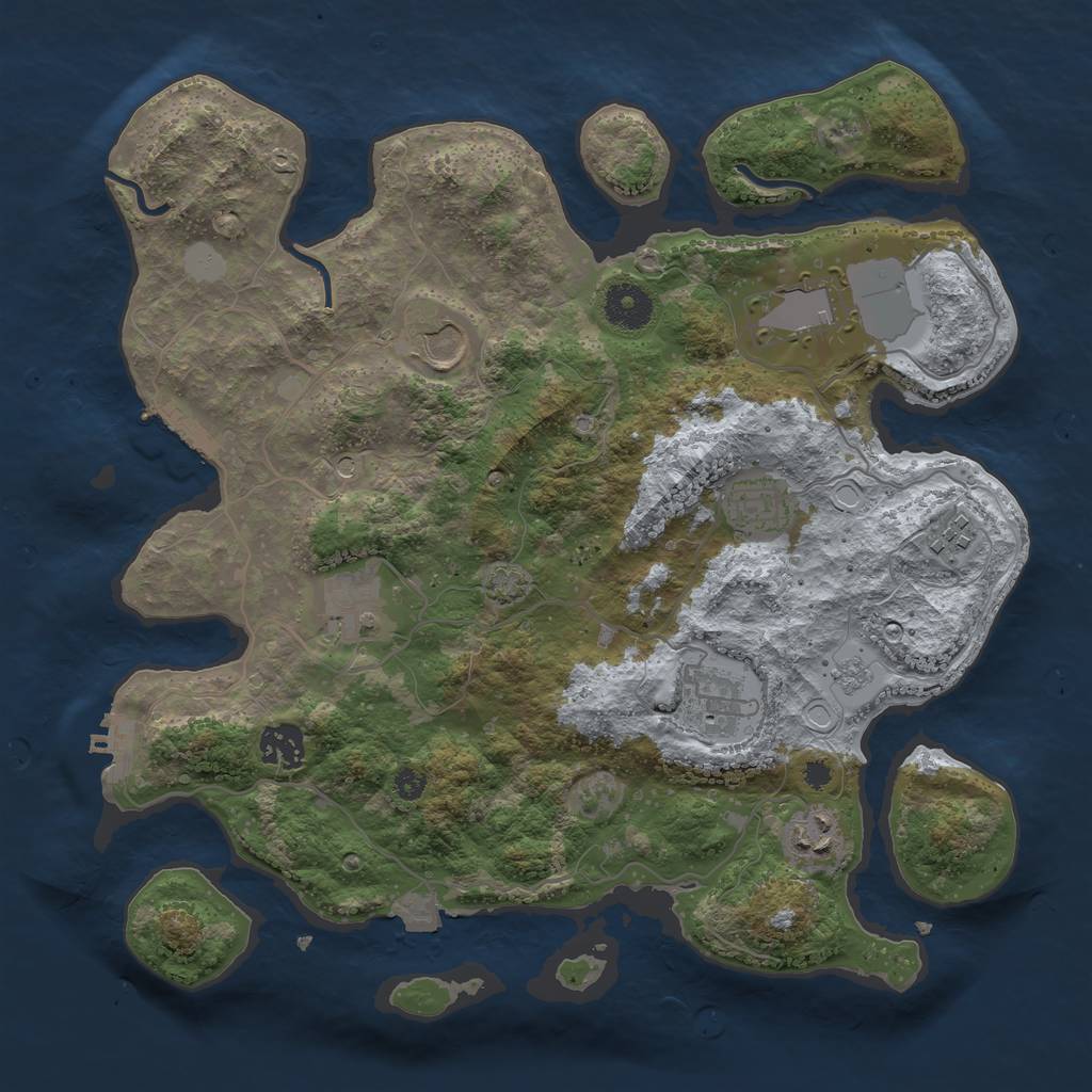Rust Map: Procedural Map, Size: 3500, Seed: 1752659320, 16 Monuments