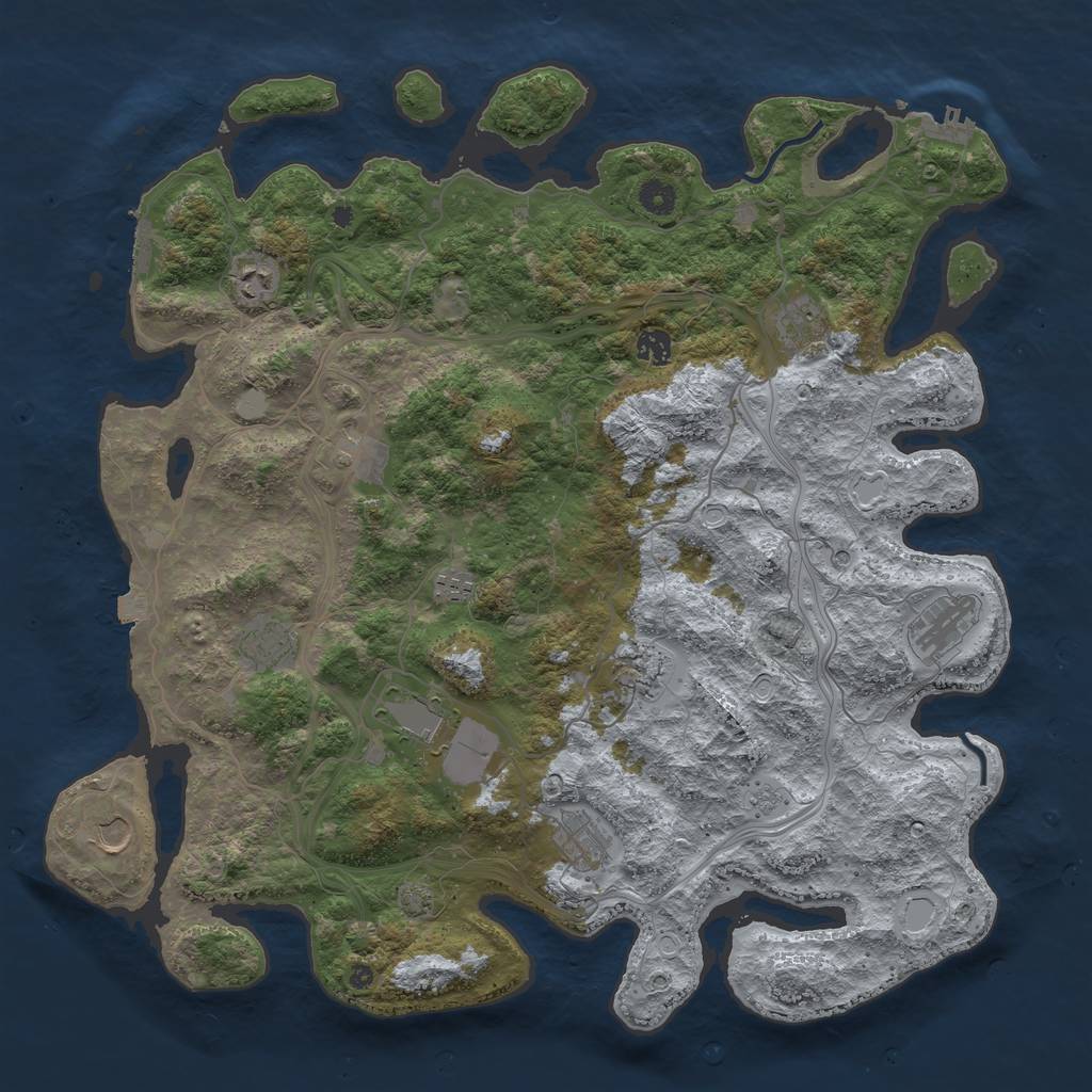 Rust Map: Procedural Map, Size: 4500, Seed: 909231908, 19 Monuments