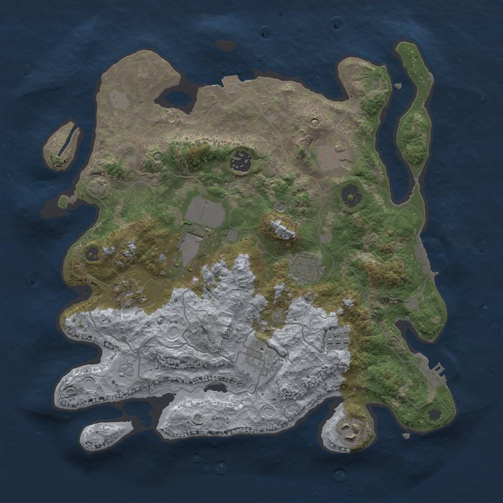 Rust Map: Procedural Map, Size: 3500, Seed: 249880423, 16 Monuments