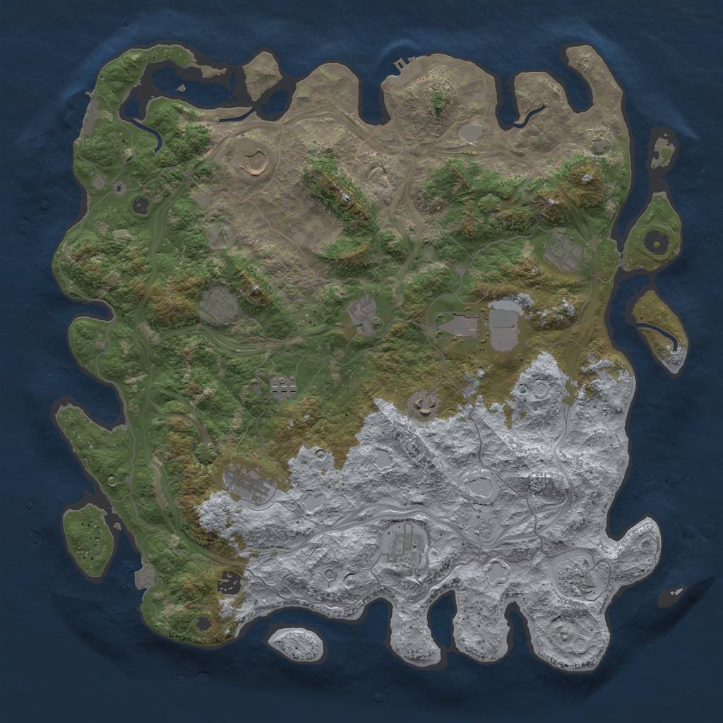 Rust Map: Procedural Map, Size: 4500, Seed: 1960828678, 19 Monuments