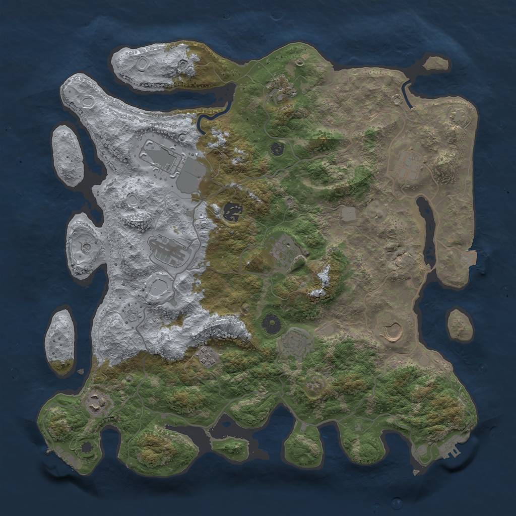 Rust Map: Procedural Map, Size: 4000, Seed: 887258437, 18 Monuments