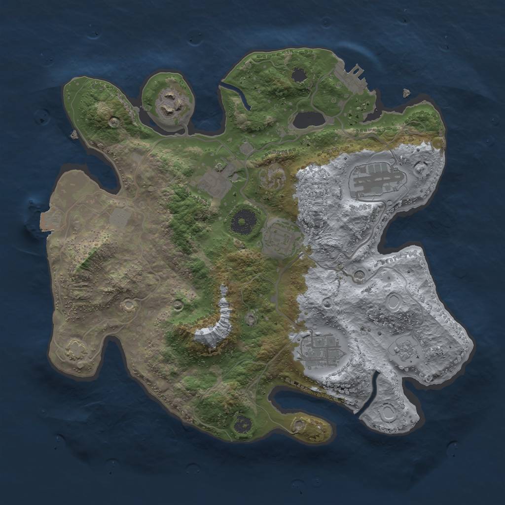 Rust Map: Procedural Map, Size: 3000, Seed: 8431635, 12 Monuments