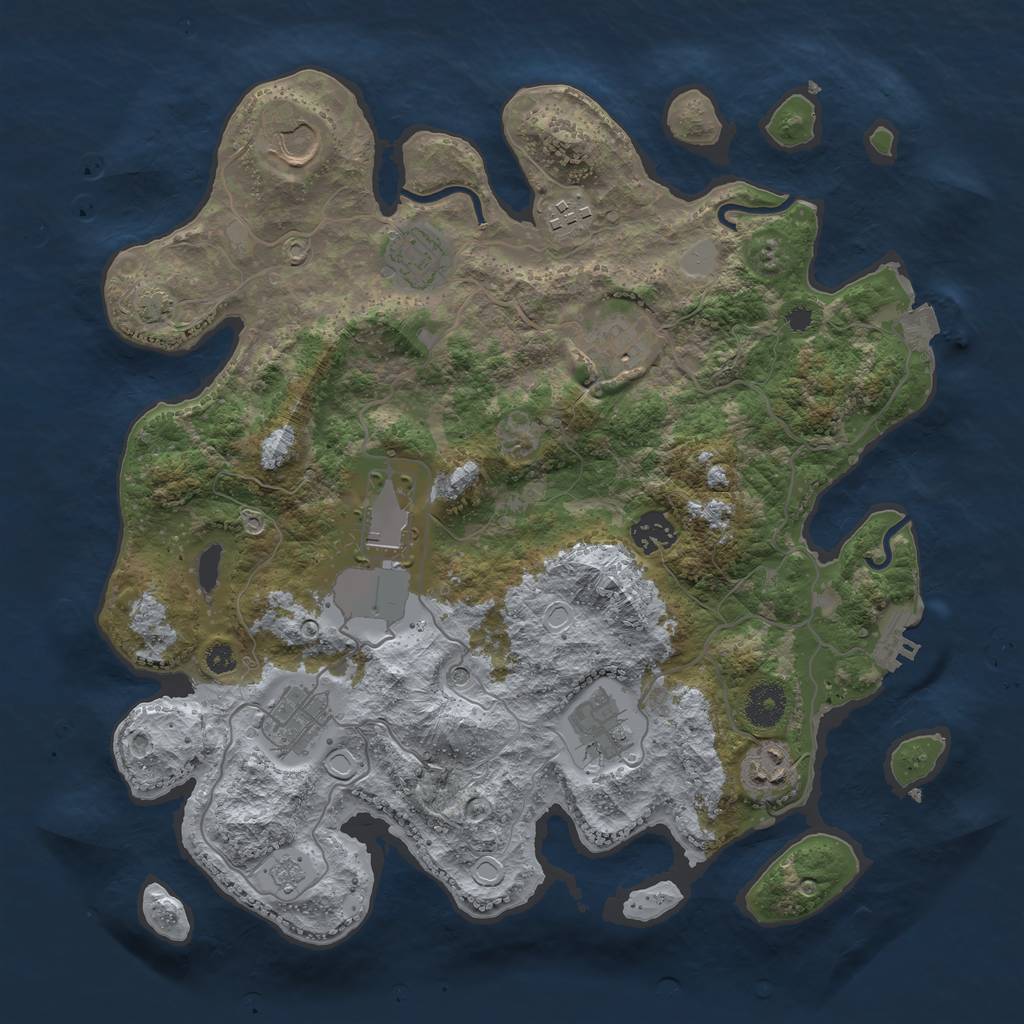 Rust Map: Procedural Map, Size: 3600, Seed: 229, 16 Monuments