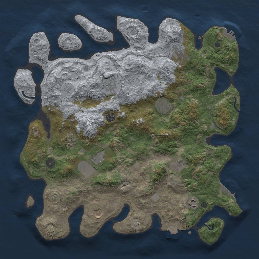 Rust Map: Procedural Map, Size: 4000, Seed: 227899924, 18 Monuments