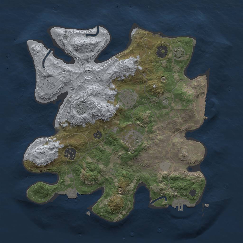 Rust Map: Procedural Map, Size: 3000, Seed: 25467, 12 Monuments