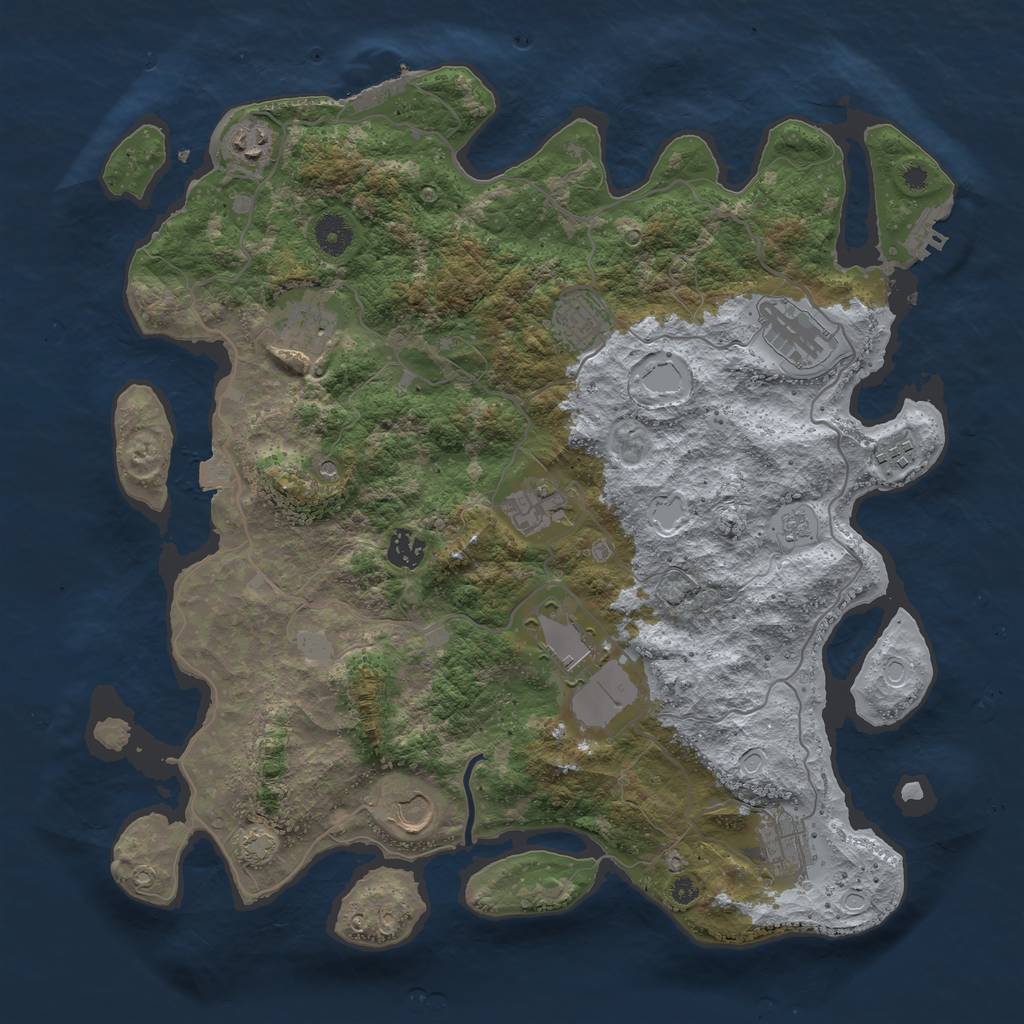 Rust Map: Procedural Map, Size: 4000, Seed: 1056795208, 18 Monuments