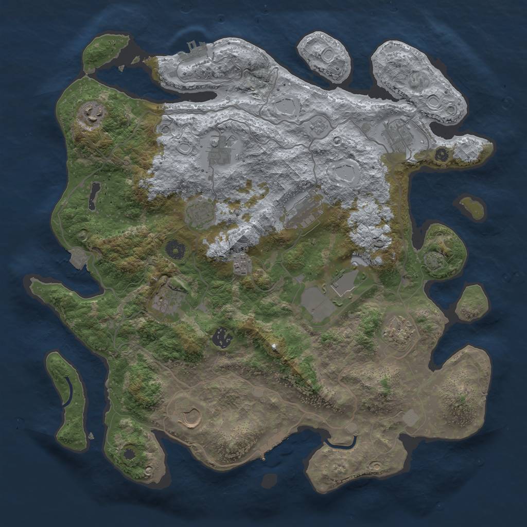 Rust Map: Procedural Map, Size: 4000, Seed: 398765421, 19 Monuments