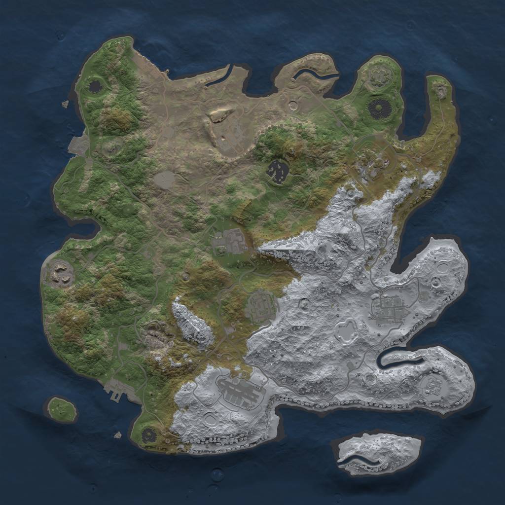 Rust Map: Procedural Map, Size: 3450, Seed: 24796846, 16 Monuments