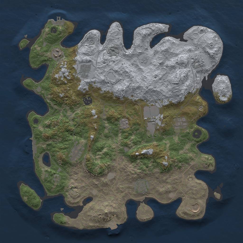 Rust Map: Procedural Map, Size: 4000, Seed: 16052024, 18 Monuments