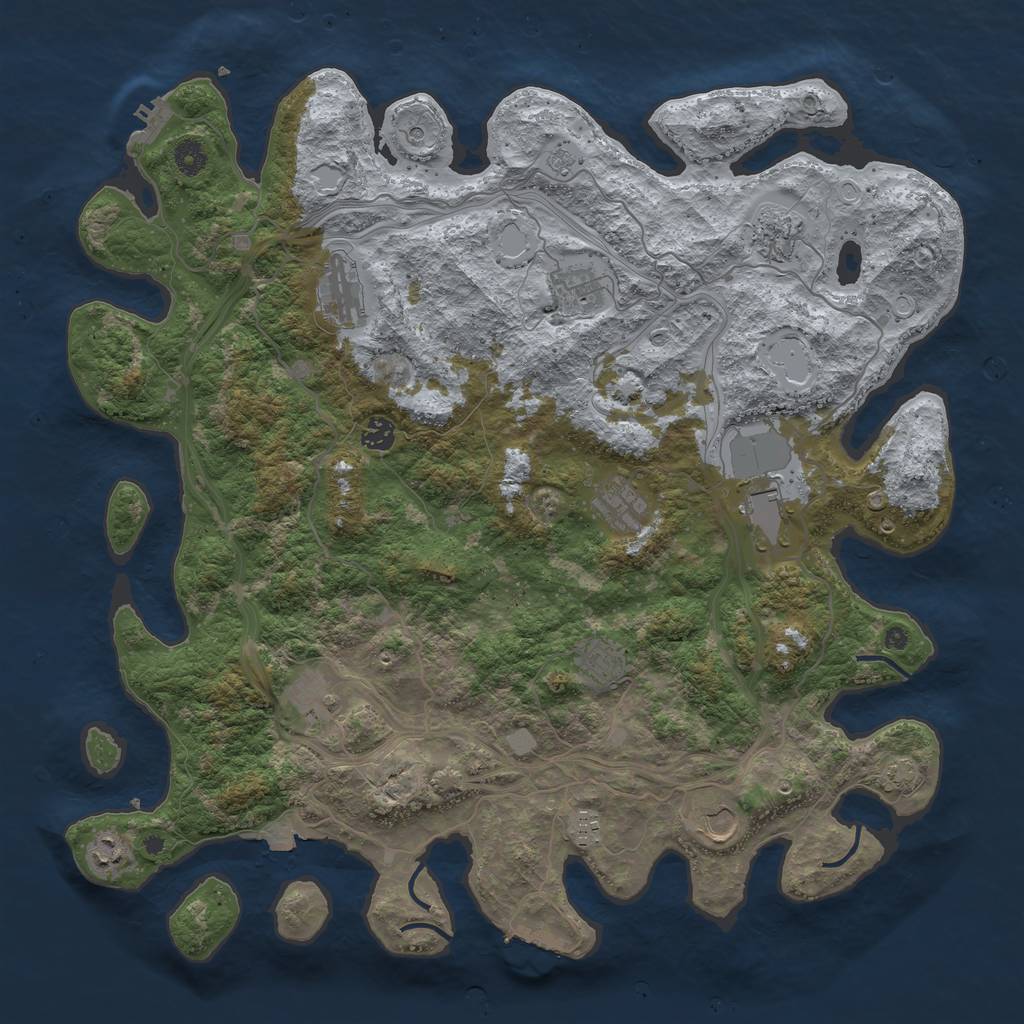Rust Map: Procedural Map, Size: 4500, Seed: 877995233, 19 Monuments