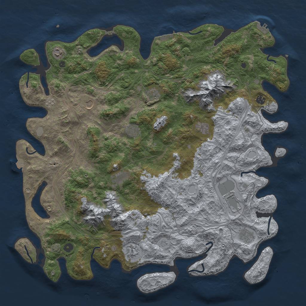 Rust Map: Procedural Map, Size: 5000, Seed: 1436536766, 19 Monuments