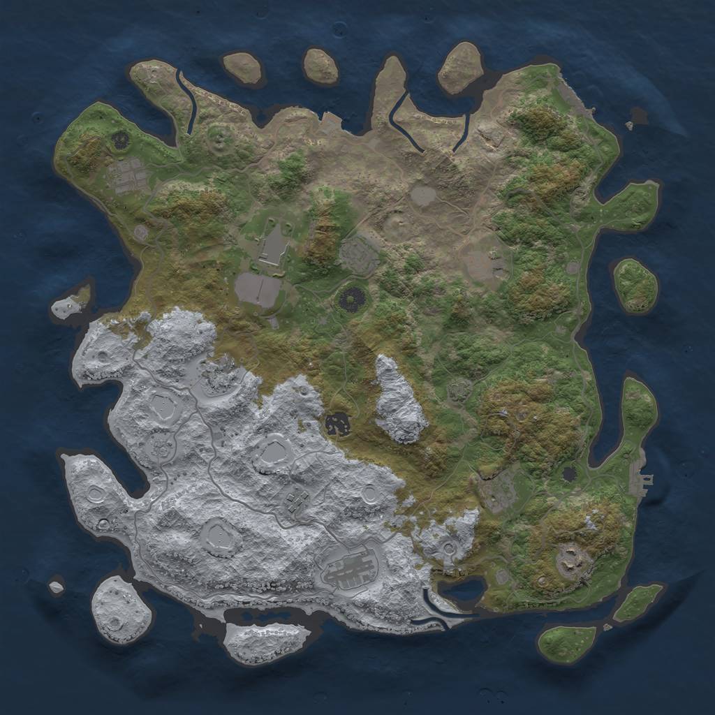 Rust Map: Procedural Map, Size: 4200, Seed: 1381381568, 18 Monuments