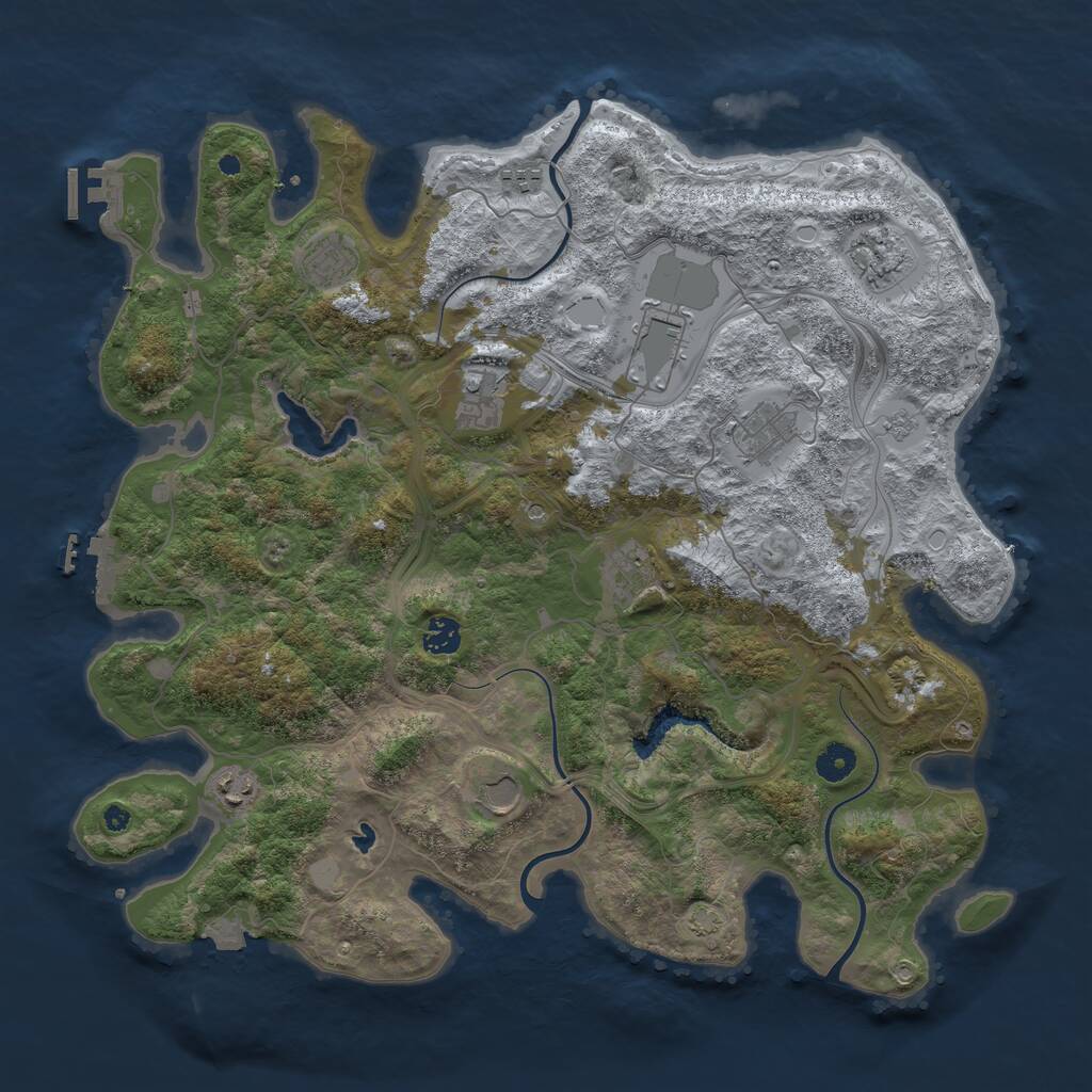 Rust Map: Procedural Map, Size: 4250, Seed: 443889163, 16 Monuments