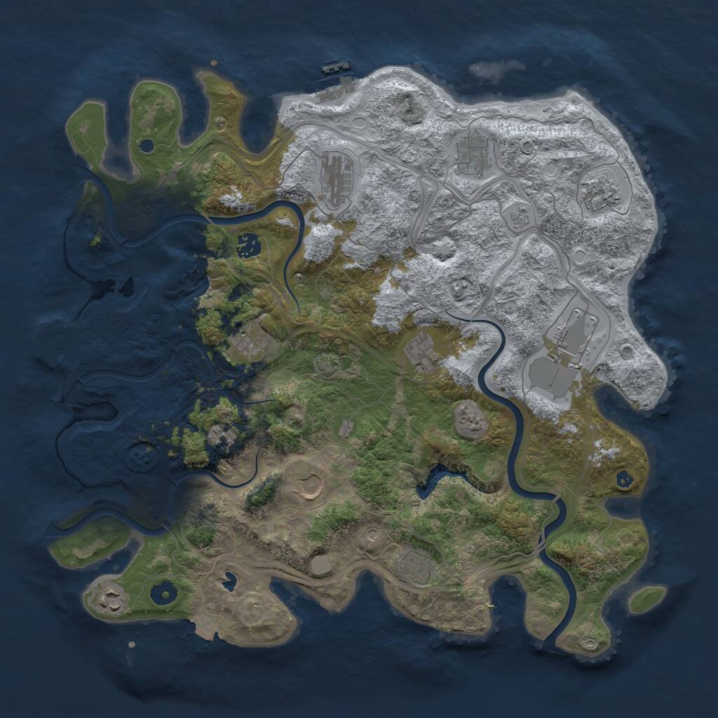 Rust Map: Procedural Map, Size: 4250, Seed: 443889163, 17 Monuments