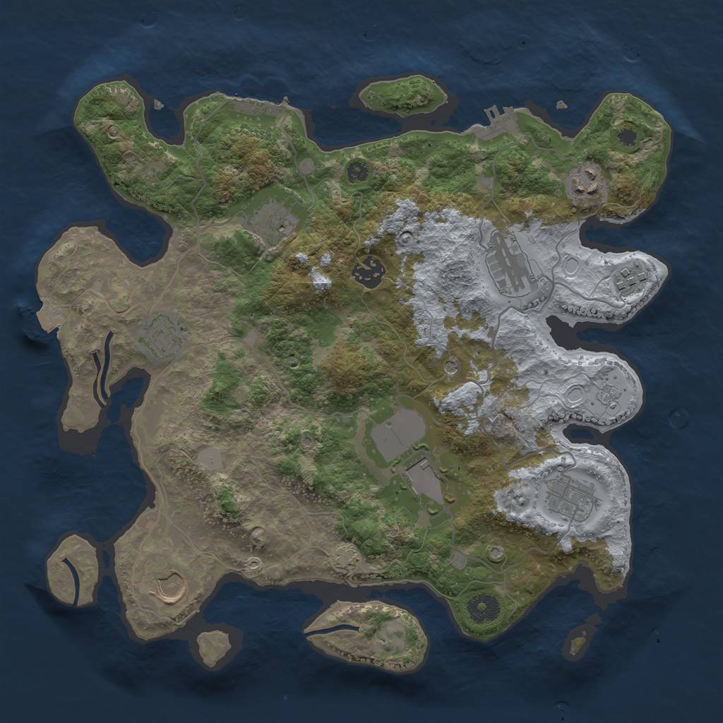 Rust Map: Procedural Map, Size: 3500, Seed: 1644778344, 17 Monuments