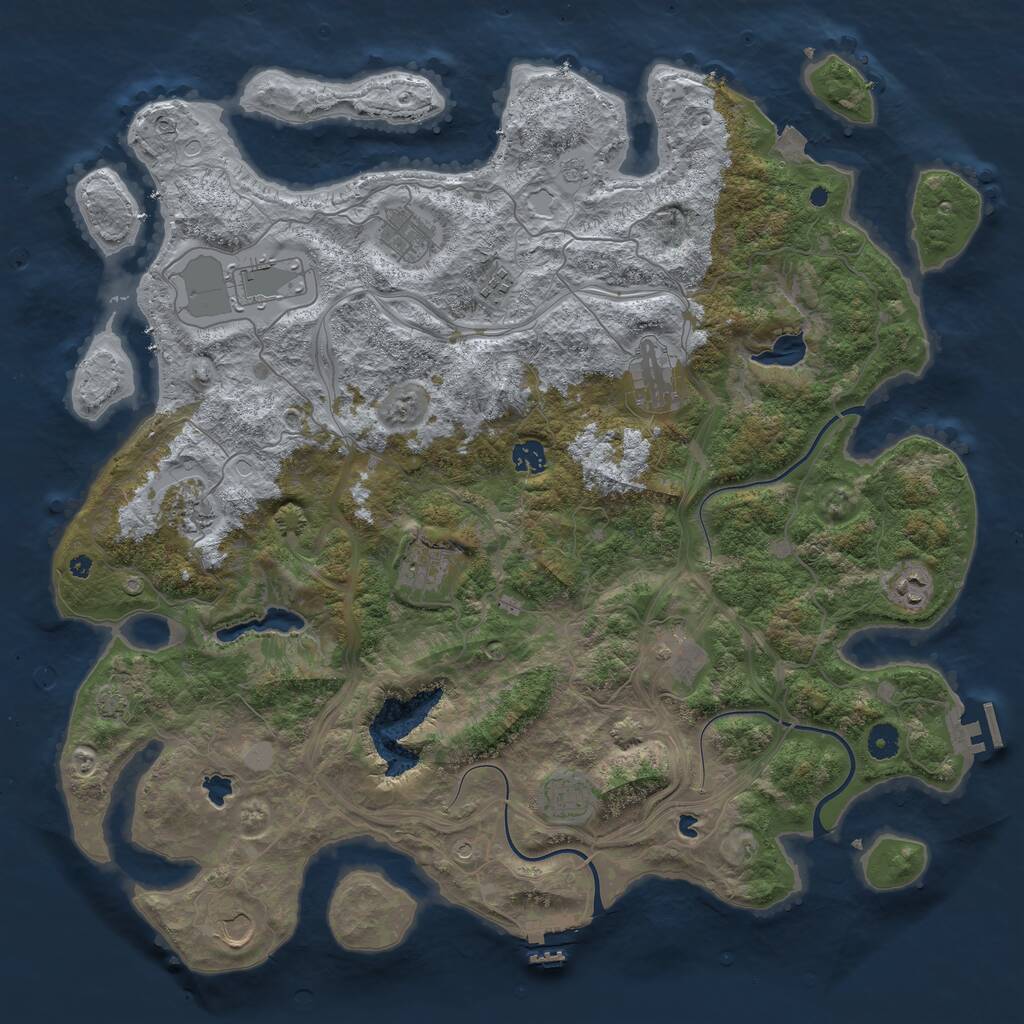 Rust Map: Procedural Map, Size: 4500, Seed: 456003383, 17 Monuments