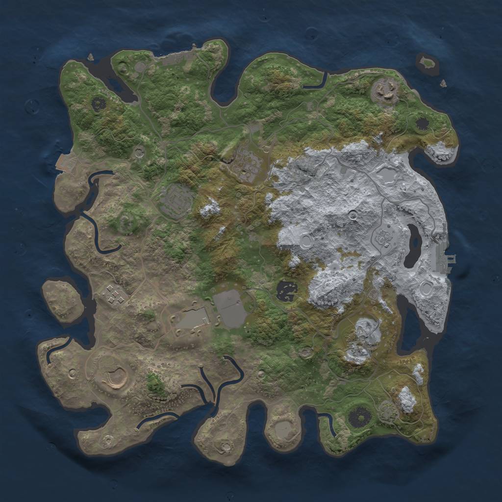 Rust Map: Procedural Map, Size: 3500, Seed: 562504269, 16 Monuments