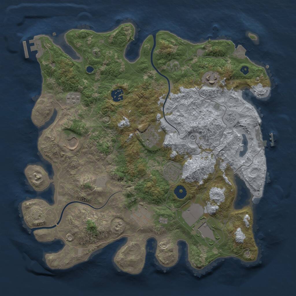 Rust Map: Procedural Map, Size: 3500, Seed: 562504269, 14 Monuments