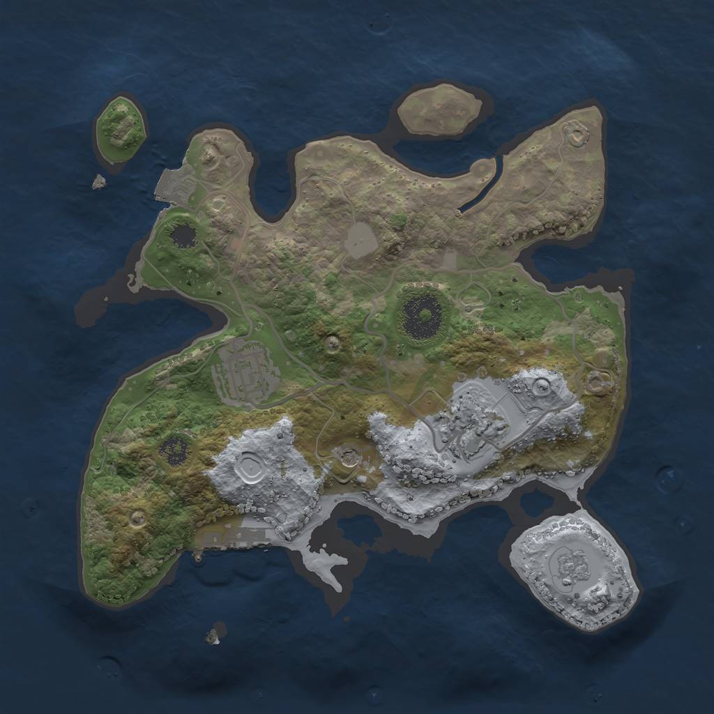 Rust Map: Procedural Map, Size: 2500, Seed: 33944, 8 Monuments