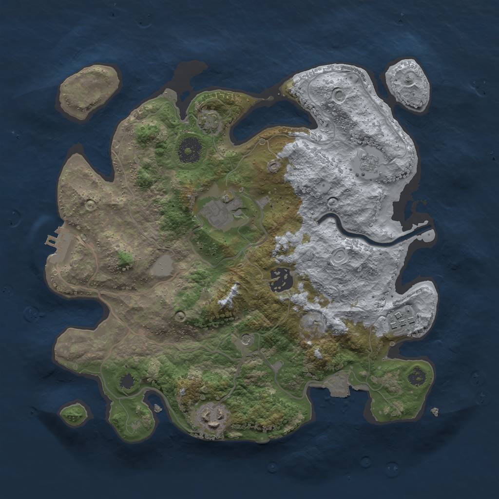 Rust Map: Procedural Map, Size: 3000, Seed: 848861201, 11 Monuments