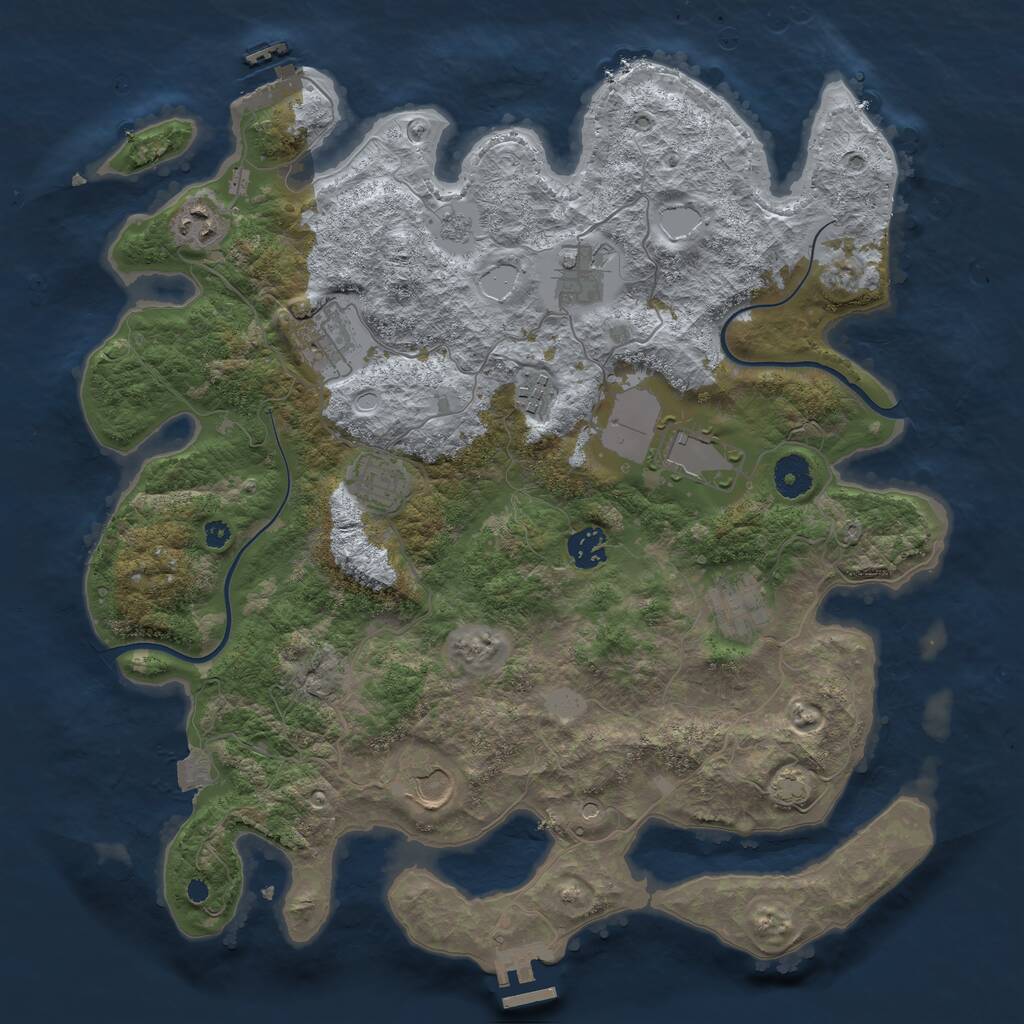 Rust Map: Procedural Map, Size: 3800, Seed: 409215597, 15 Monuments
