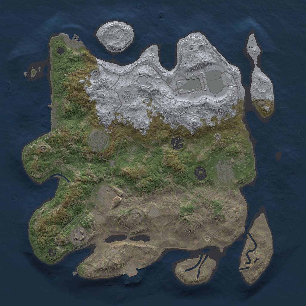 Rust Map: Procedural Map, Size: 3500, Seed: 1339614590, 14 Monuments