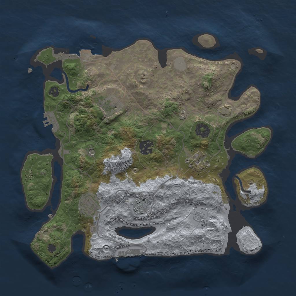 Rust Map: Procedural Map, Size: 3000, Seed: 25323, 13 Monuments