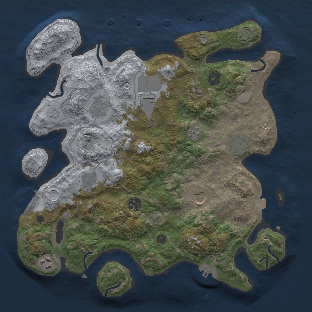 Rust Map: Procedural Map, Size: 3500, Seed: 1549597083, 17 Monuments