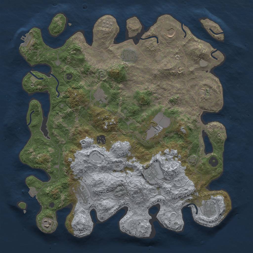 Rust Map: Procedural Map, Size: 4000, Seed: 12801070, 18 Monuments