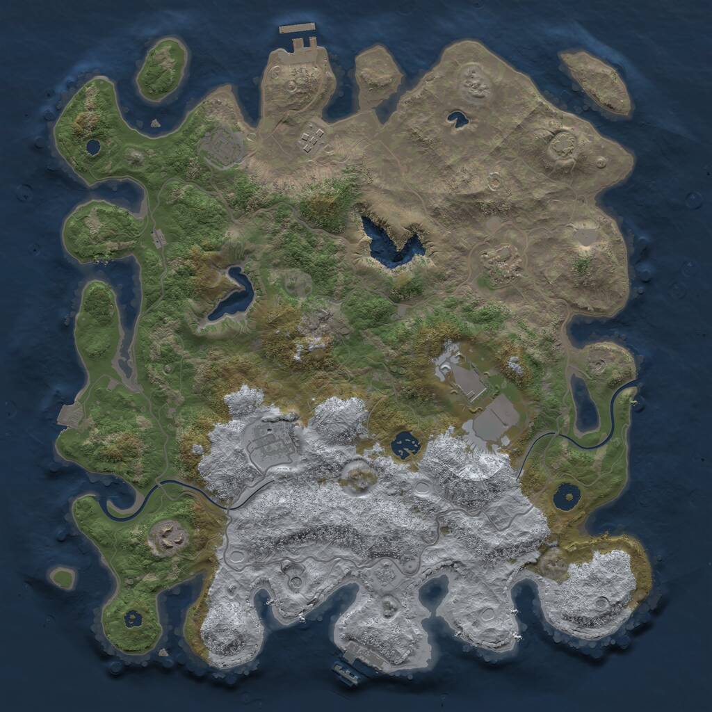 Rust Map: Procedural Map, Size: 4000, Seed: 12801070, 13 Monuments