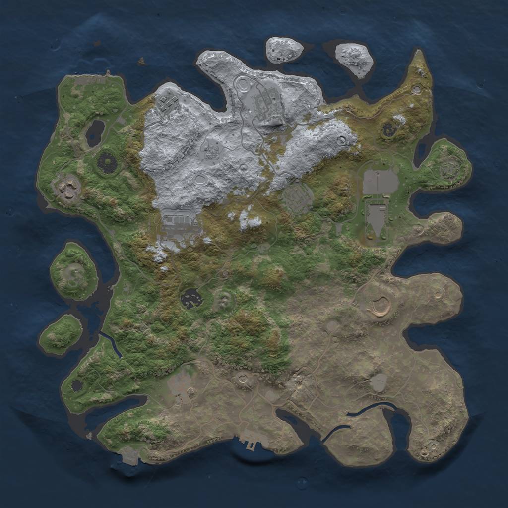 Rust Map: Procedural Map, Size: 3750, Seed: 27868210, 17 Monuments