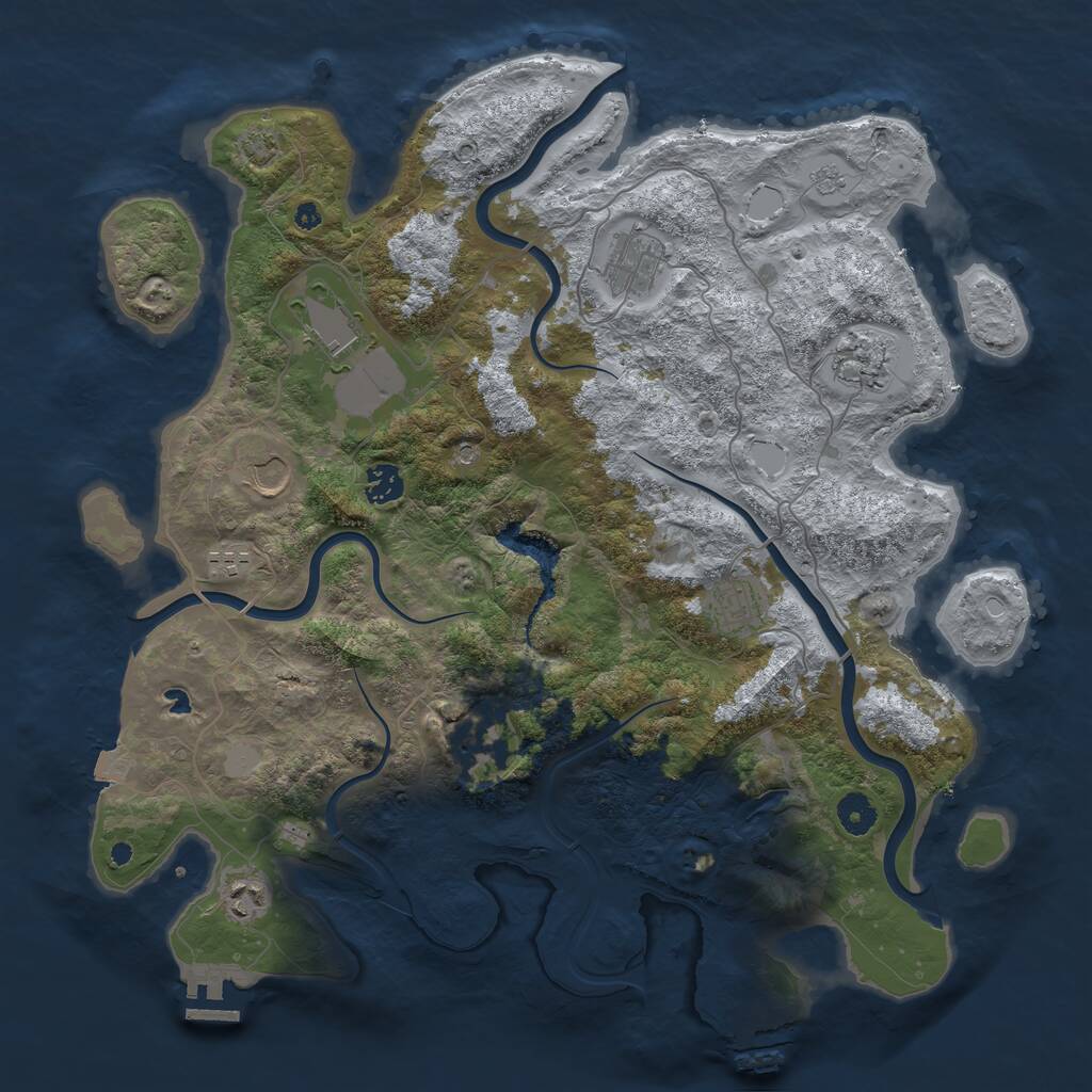 Rust Map: Procedural Map, Size: 4096, Seed: 2028212051, 15 Monuments