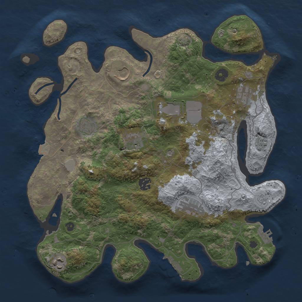 Rust Map: Procedural Map, Size: 3500, Seed: 1646362820, 17 Monuments