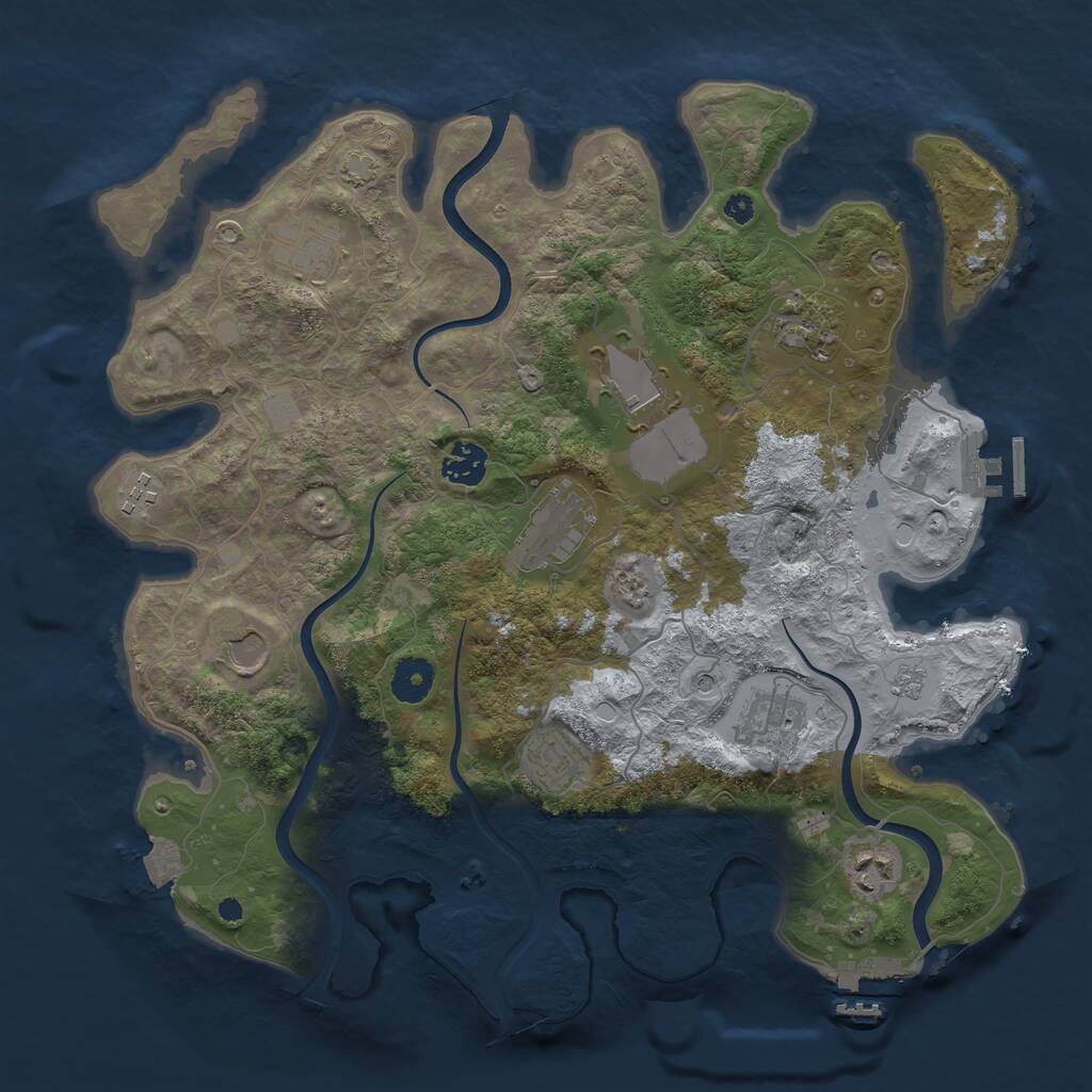 Rust Map: Procedural Map, Size: 3700, Seed: 252299882, 16 Monuments