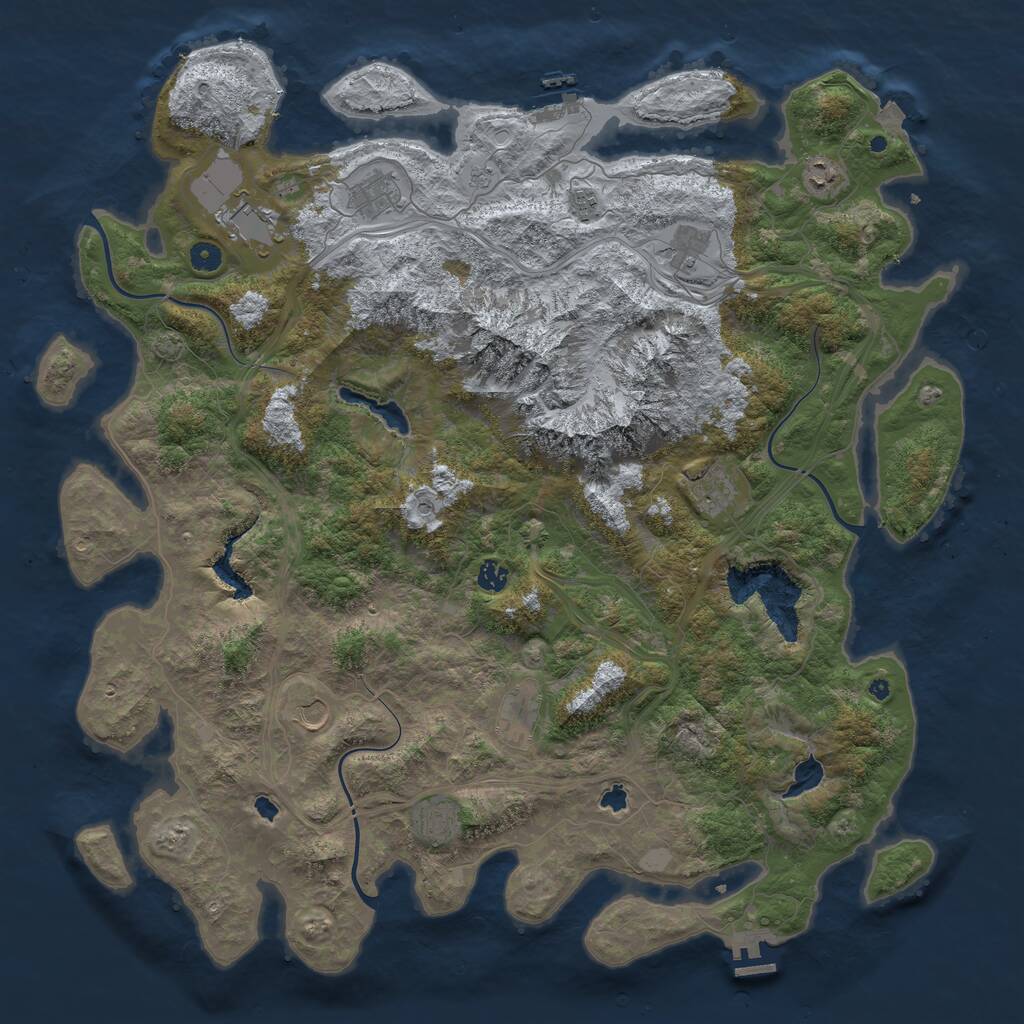 Rust Map: Procedural Map, Size: 5000, Seed: 841472204, 16 Monuments