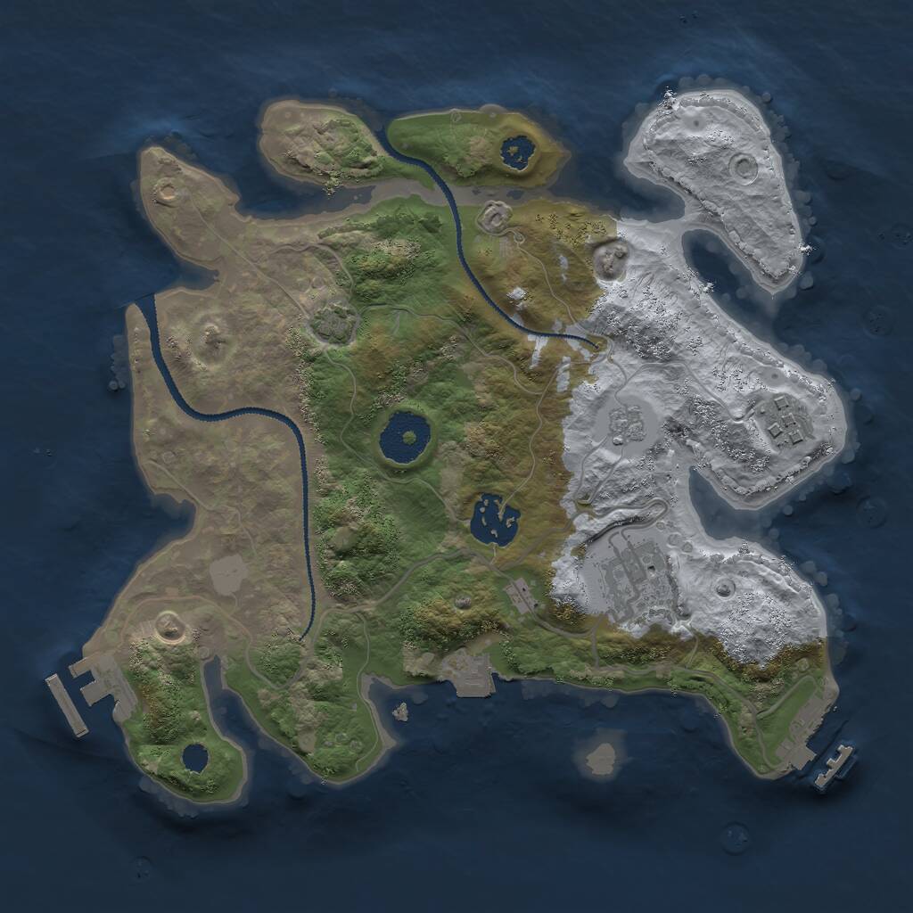 Rust Map: Procedural Map, Size: 2750, Seed: 542083497, 8 Monuments