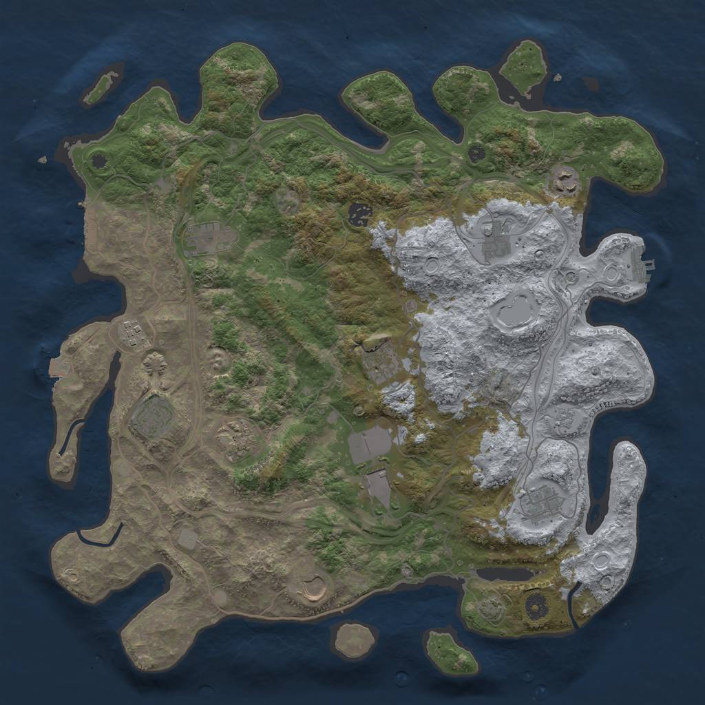 Rust Map: Procedural Map, Size: 4250, Seed: 2115494721, 19 Monuments