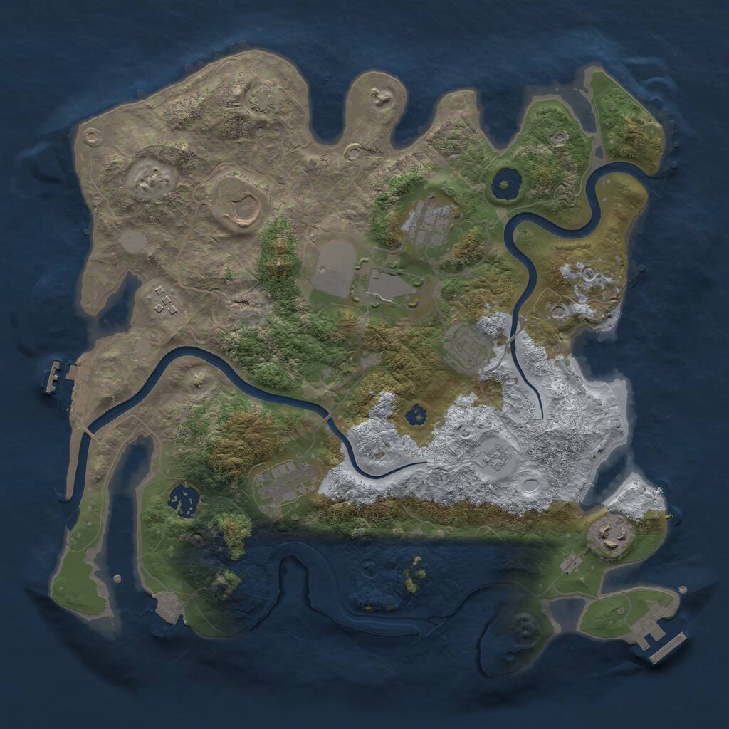 Rust Map: Procedural Map, Size: 3500, Seed: 436986550, 14 Monuments