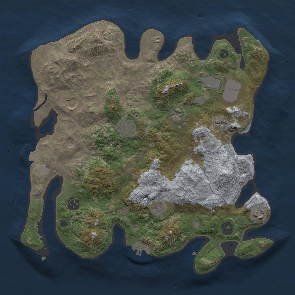 Rust Map: Procedural Map, Size: 3500, Seed: 436986550, 15 Monuments