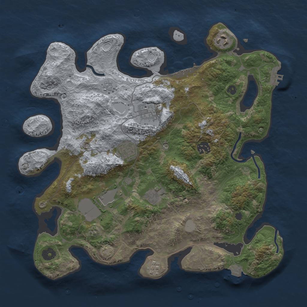 Rust Map: Procedural Map, Size: 3500, Seed: 915428984, 15 Monuments