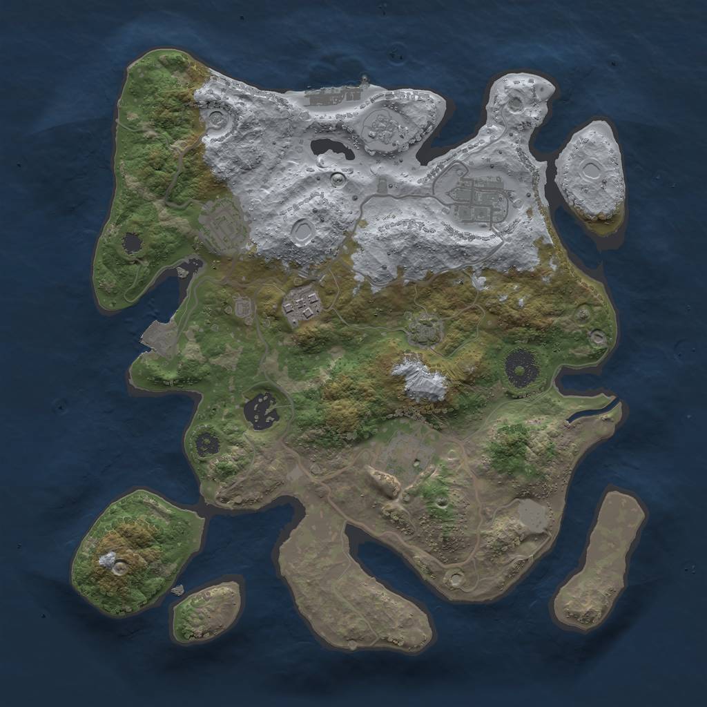 Rust Map: Procedural Map, Size: 3000, Seed: 1680274911, 12 Monuments