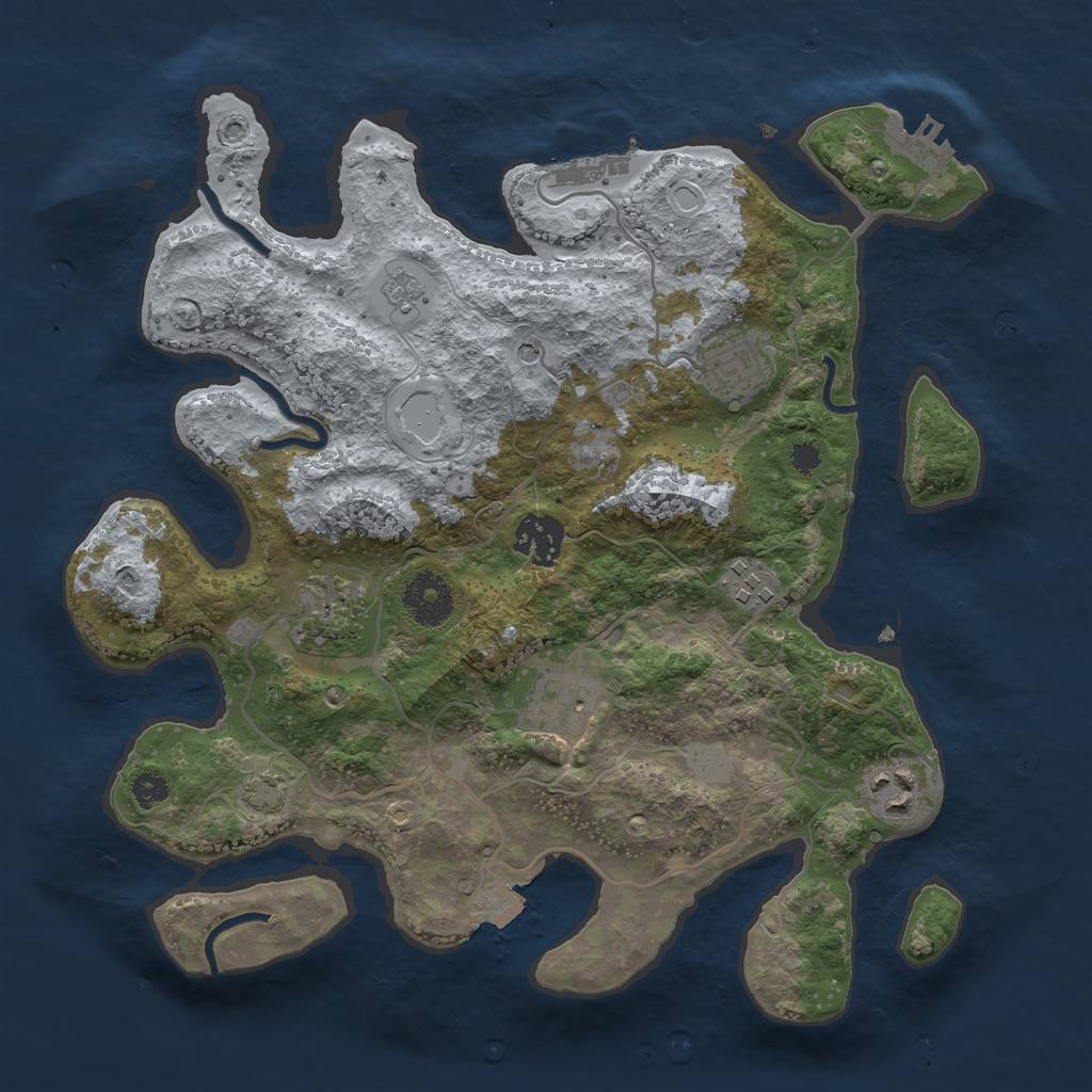 Rust Map: Procedural Map, Size: 3200, Seed: 201793386, 14 Monuments